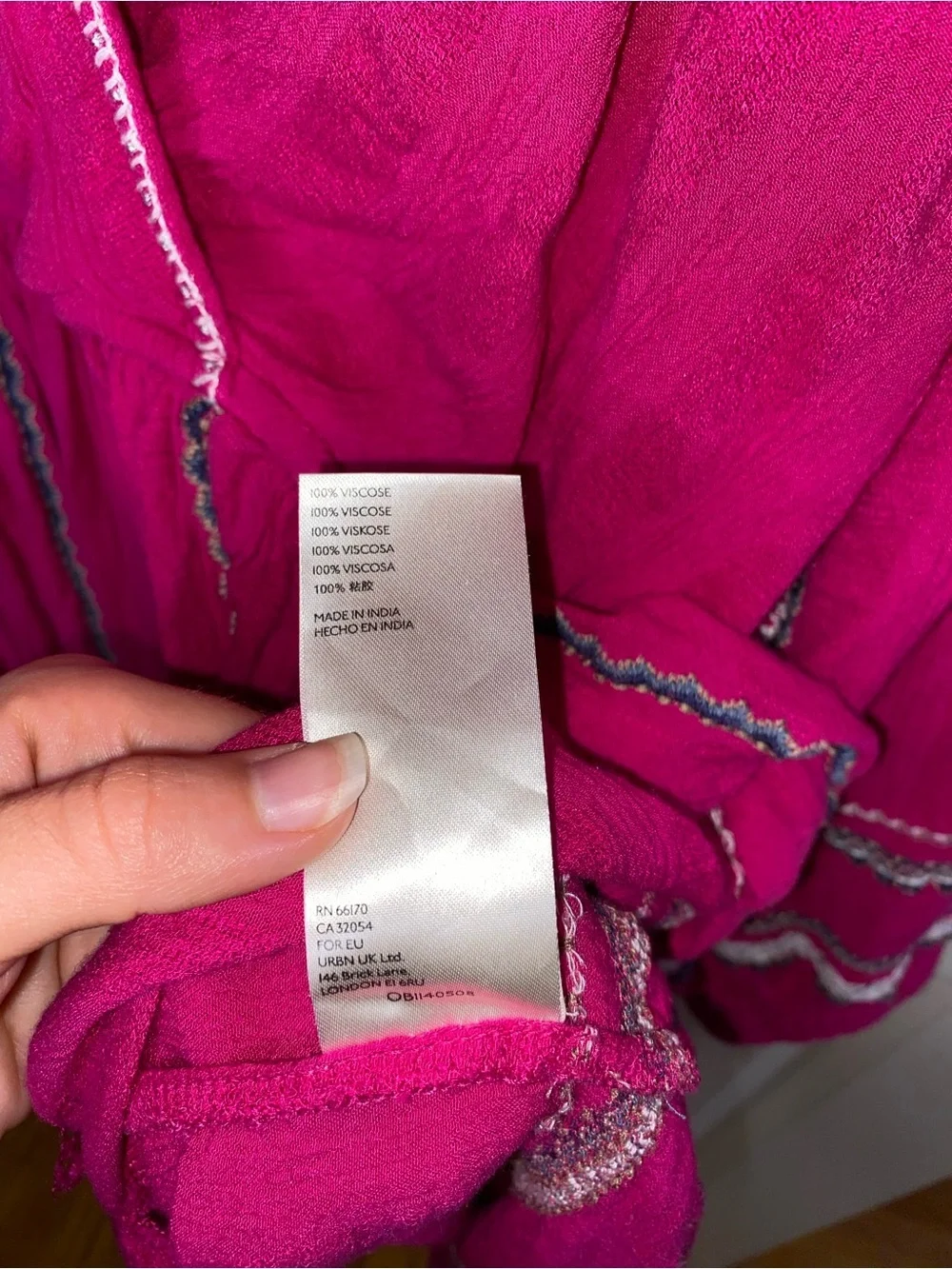 Free People Mini Dress in Fuchsia with Embroidered Trim